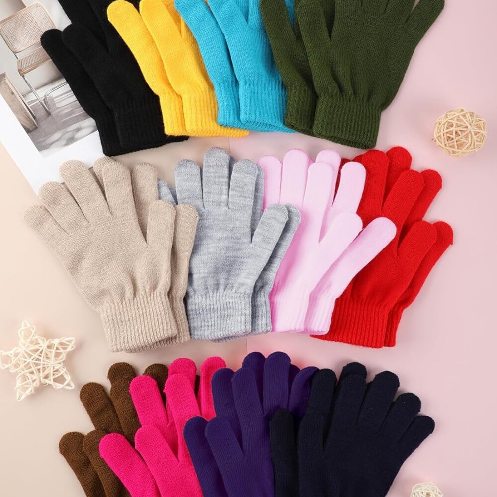 12 Pairs Winter Gloves Knit Warm Gloves Bulk Adult Stretchy Magic Gloves For Men View 4